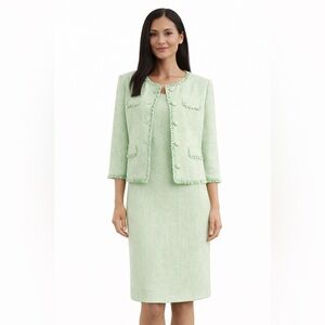 Set Preston & York Clover Green Pin Stripe Blazer & Midi Shift Easter Dress